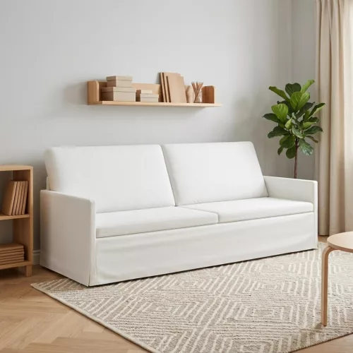3 személyes kanapé Fehér 220 x 81 x 82 cm Szövet