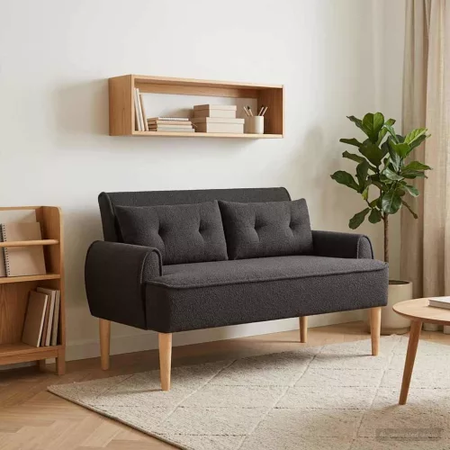 Gombra tűzött loveseat 2-személyes Fekete 117 x 67 x 77 cm