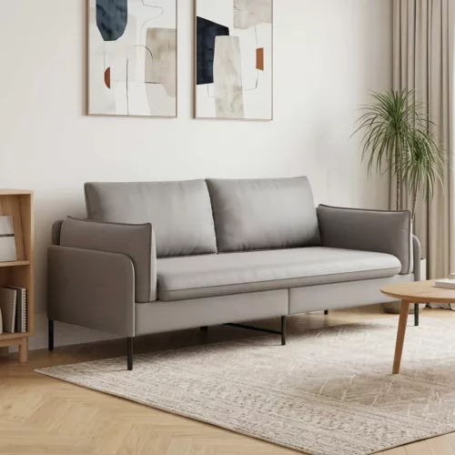 3-Fős kanapé Világosszürke 222 x 81 x 89 cm Bársony