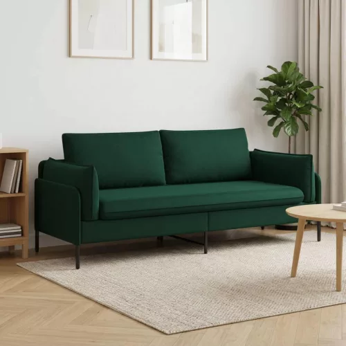 3-Fős kanapé Sötétzöld 222 x 81 x 89 cm Bársony