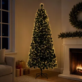   Optikai szálas műfenyő 180 cm 24 LED Meleg fehér PVC Zöld