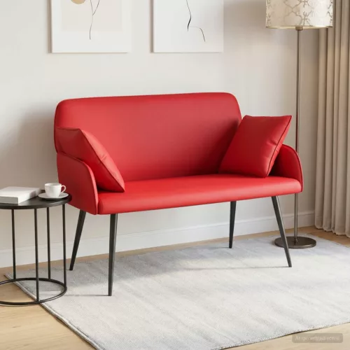 2 személyes kanapé fém lábakkal 2-személyes Piros Műbőr