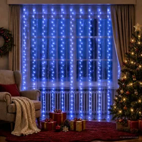 Fényfüggöny 300 LED Kék 300 x 300 cm