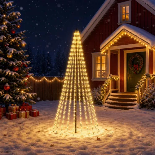LED Karácsonyi Fenyő EKENAS 235 cm 500 LED Meleg fehér Vas