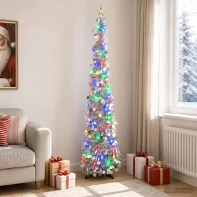   Pop-up LED-es karácsonyfa csúcsdísszel 180 cm 100 LED PET Ezüst