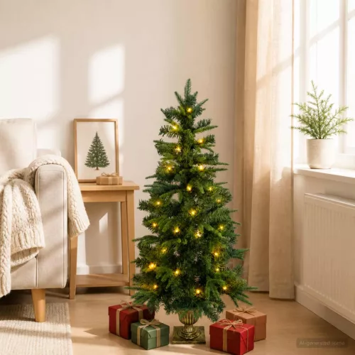 Mini Karácsonyfa 120 cm 100 LED Meleg fehér PVC és PE Zöld