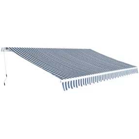 kézzel működtethető napellenző kék és fehér, 500 cm