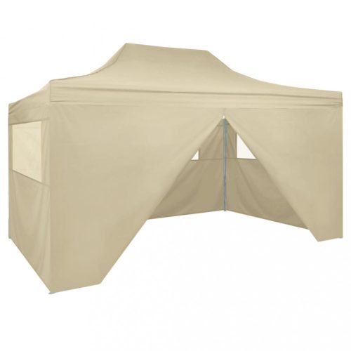Összecsukható, felállítható sátor 4 oldalfallal 3 x 4,5 m krémfehér