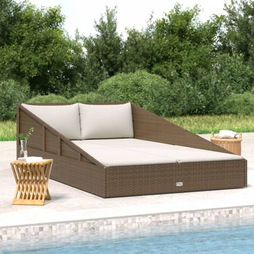 barna polyrattan kerti ágy 110 x 200 cm