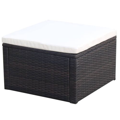 Barna polyrattan ottomán zsámoly 53x53x30 cm