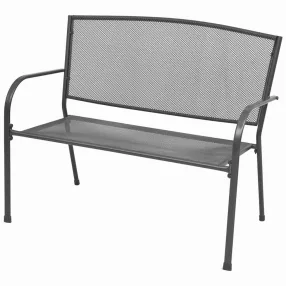 Antracitszürke rácsos acél kerti pad 108 cm