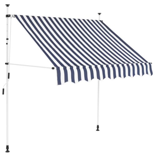  kézzel feltekerhető napellenző kék-fehér csíkokkal 150 cm