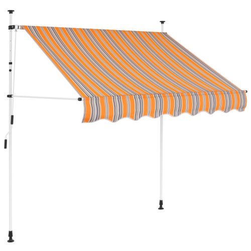 manuális, feltekerhető napellenző kék-sárga csíkokkal 150 cm