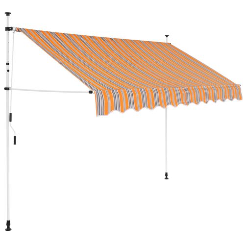 kézzel feltekerhető napellenző kék-sárga csíkokkal 250 cm