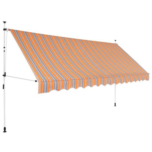 kézzel feltekerhető napellenző kék-sárga csíkokkal 350 cm