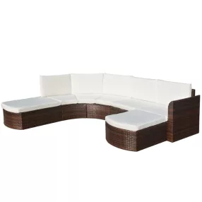 4-részes barna polyrattan kerti bútorszett párnákkal