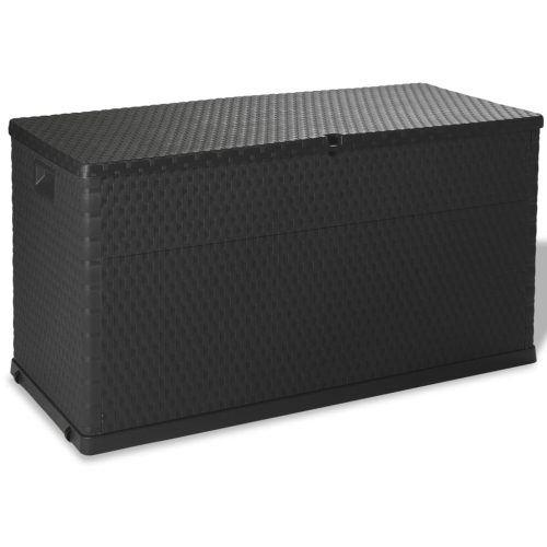  antracitszürke PP rattan kerti tárolóláda 120 x 56 x 63 cm