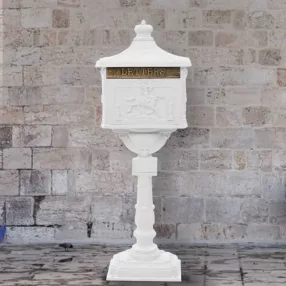   fehér, vintage stílusú, rozsdamentes alumínium álló postaláda