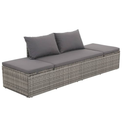  szürke polyrattan kerti ágy 195 x 60 cm