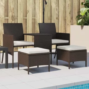   Barna 2-személyes polyrattan kerti fotel asztallal/zsámolyokkal
