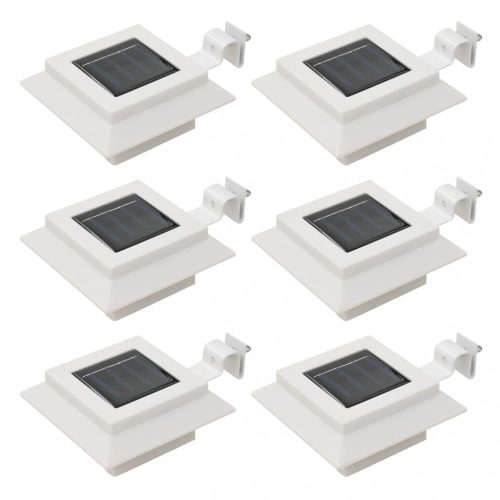 6 db négyszögletes fehér kültéri napelemes LED lámpa, 12 cm