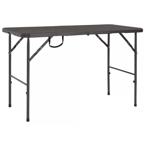 Barna rattan hatású HDPE összecsukható kerti asztal 120x60x74cm