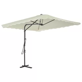   vidaXL homokszínű kültéri napernyő acélrúddal 250 x 250 cm