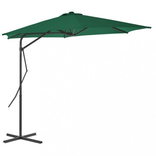 Zöld kültéri napernyő acélrúddal 300 cm