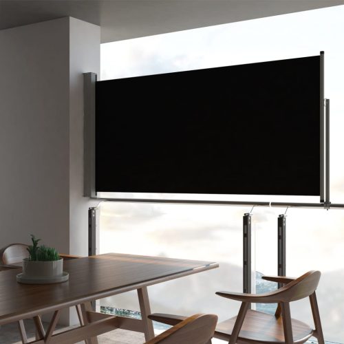 fekete behúzható oldalsó terasz napellenző 120 x 300 cm