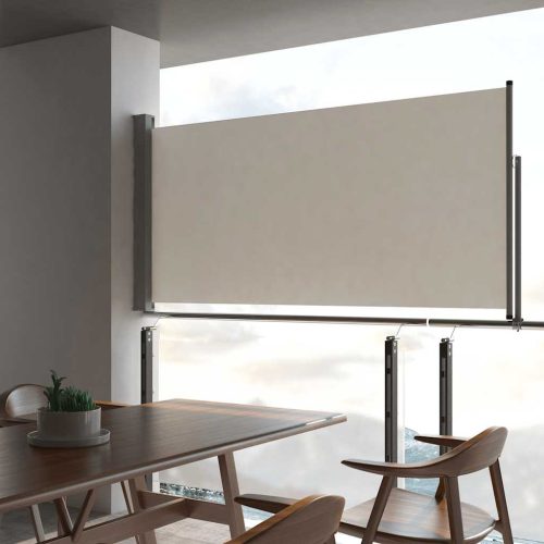 krémszínű behúzható oldalsó terasz napellenző 120 x 300 cm