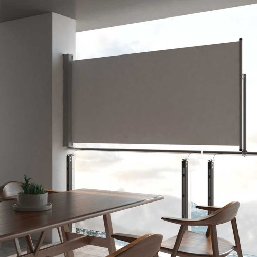 szürke behúzható oldalsó terasz napellenző 120 x 300 cm