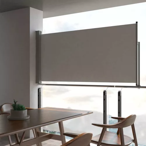 szürke behúzható oldalsó terasz napellenző 120 x 300 cm