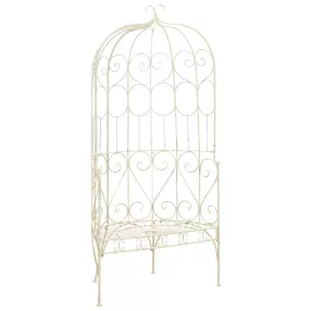 Fehér antik vas kerti pad 95 cm