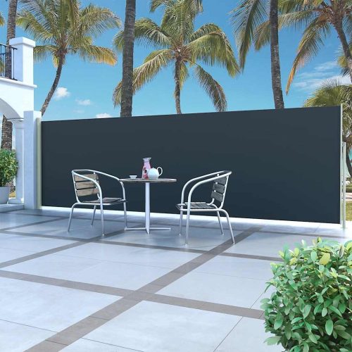fekete behúzható oldalsó napellenző 160 x 500 cm