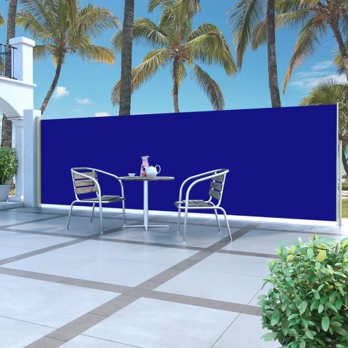 kék behúzható oldalsó napellenző 160 x 500 cm