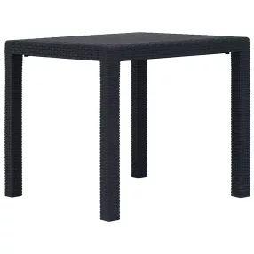   Antracitszürke rattan küllemű műanyag kerti asztal 79x79x72 cm