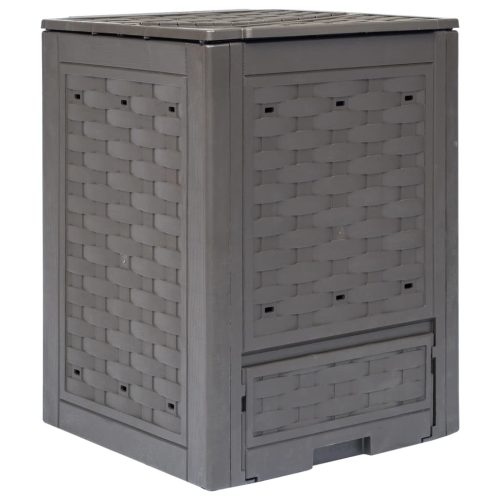 barna műanyag rattan kerti komposztáló 60 x 60 x 83 cm 300 L