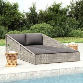 szürke polyrattan kerti ágy 110x200 cm