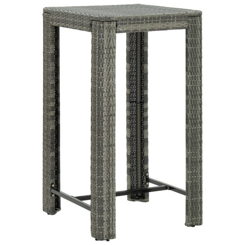 szürke polyrattan kerti bárasztal 60,5 x 60,5 x 110,5 cm