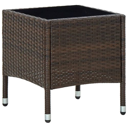 barna polyrattan kerti asztal 40 x 40 x 45 cm