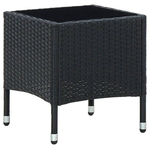 fekete polyrattan kerti asztal 40 x 40 x 45 cm