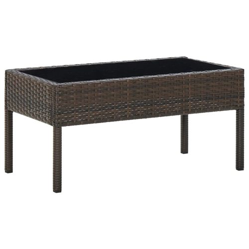  barna polyrattan kerti asztal 75 x 40 x 37 cm