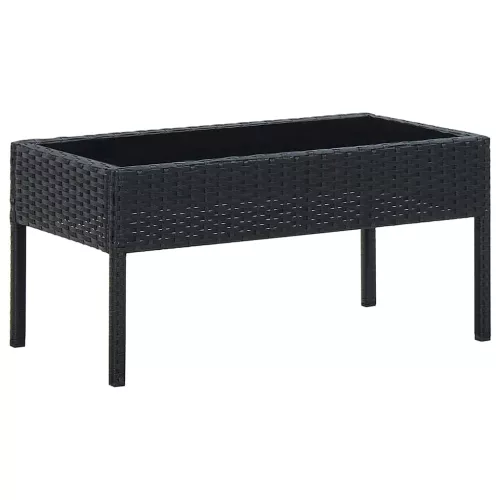 Fekete polyrattan kerti asztal 75 x 40 x 37 cm