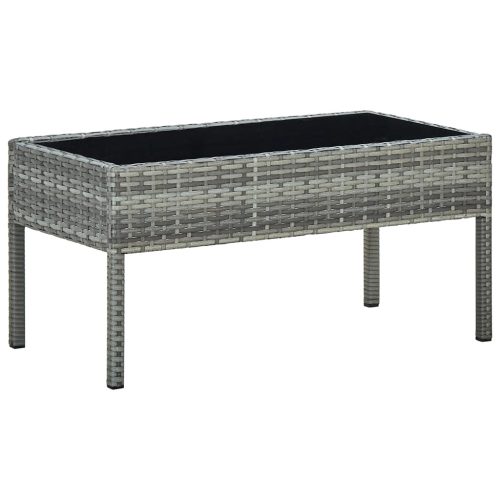  szürke polyrattan kerti asztal 75 x 40 x 37 cm