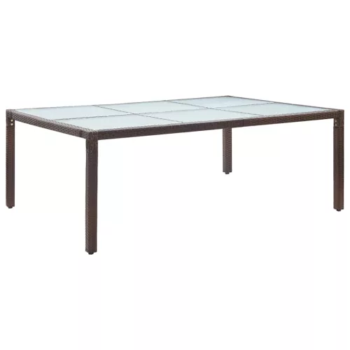 Barna polyrattan kültéri étkezőasztal 200 x 150 x 74 cm