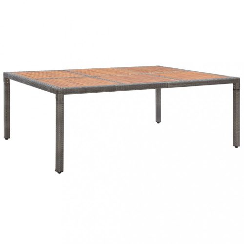 Szürke polyrattan és akácfa kerti asztal 200 x 150 x 74 cm