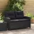 Fekete polyrattan kétszemélyes kerti kanapé párnákkal 124 cm