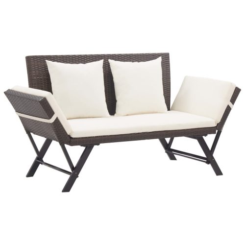  barna polyrattan kerti pad párnákkal 176 cm