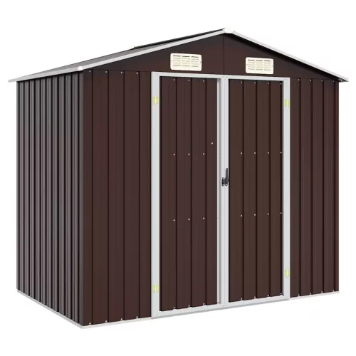 barna horganyzott acél kerti fészer 205 x 129 x 183 cm