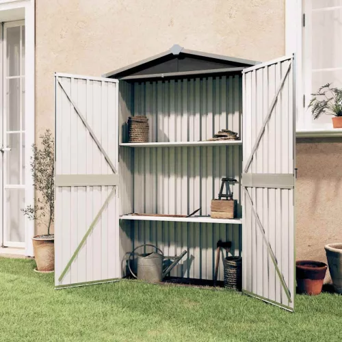 antracitszürke horganyzott acél kerti fészer 116x45x175 cm
